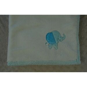 Baby Gear Elephant Baby Blanket Aqua Blue Off White Cream Sherpa Security Lovey